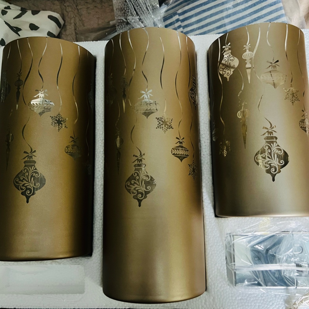 Set of 3 Glass Hurricanes with Lights